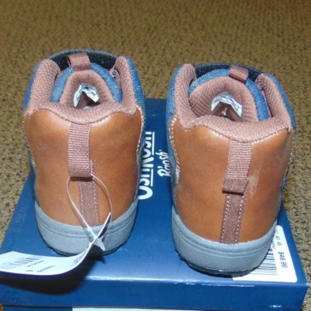 OshKosh B'gosh Boots 7T Toddler Boys Hiking Camino Slip-on High Top Blue Brown